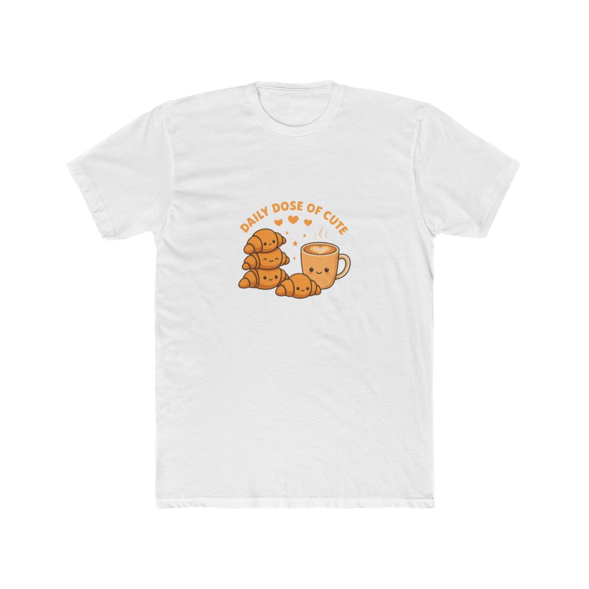 Daily Dose of Cute – Kawaii Coffee and Croissant Breakfast T-Shirt