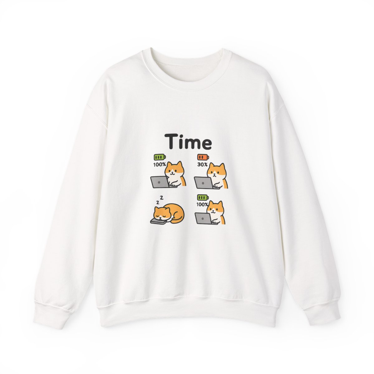 Funny Cartoon Cat Time Struggle Sweatshirt