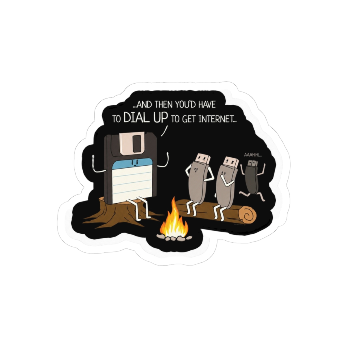 Campfire Tales of Dial-Up Internet Computer Nerd Sticker